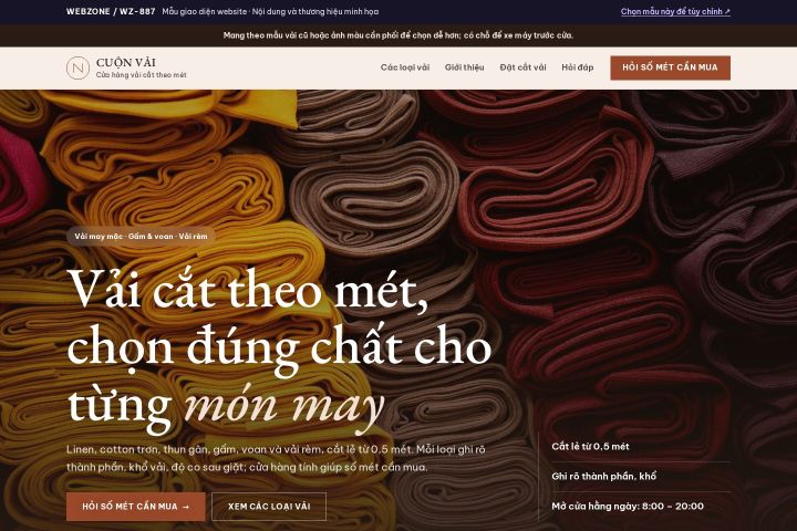 Mẫu giao diện cửa hàng vải WZ-887