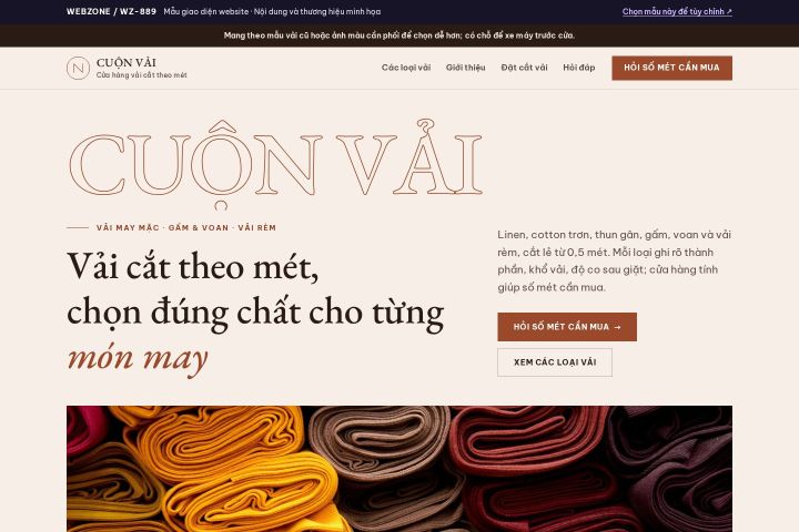 Mẫu giao diện cửa hàng vải WZ-889