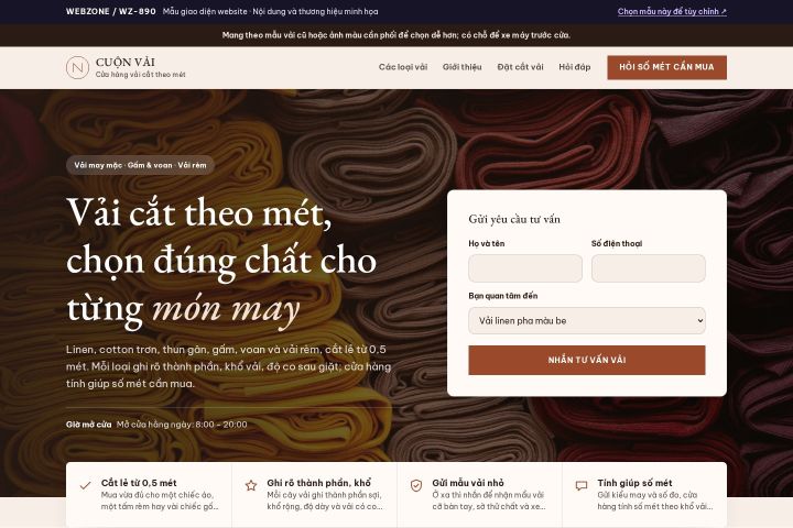 Mẫu giao diện cửa hàng vải WZ-890