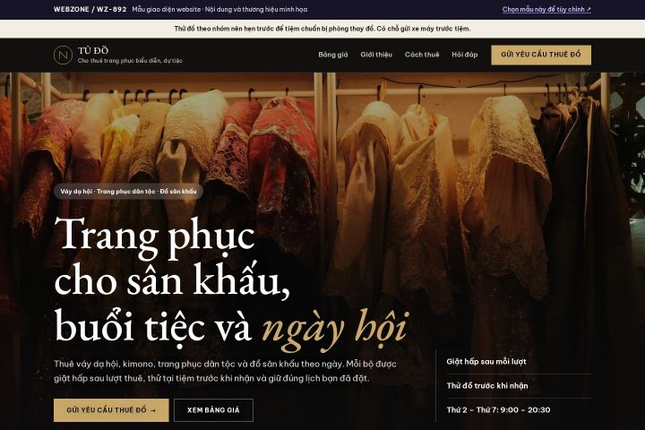 Mẫu giao diện cho thuê trang phục WZ-892