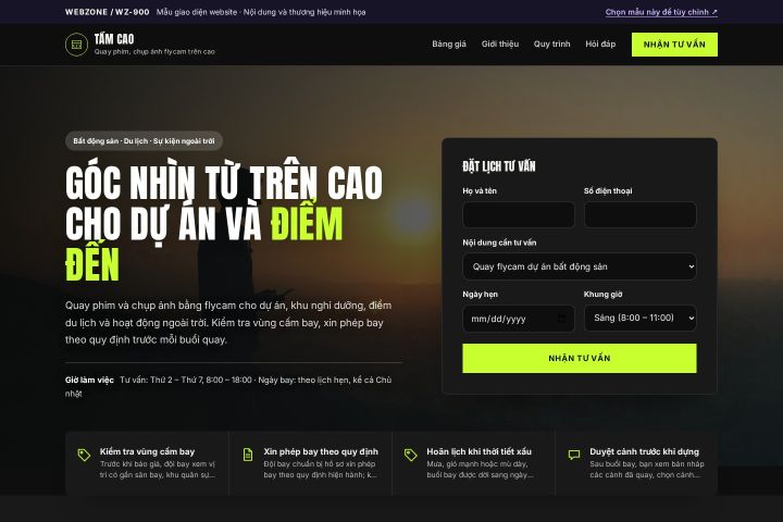 Mẫu giao diện quay chụp flycam WZ-900