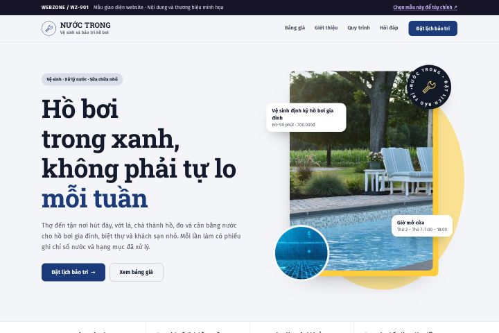 Mẫu giao diện bảo trì hồ bơi WZ-901