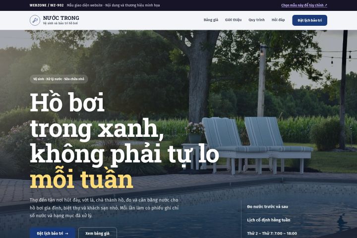 Mẫu giao diện bảo trì hồ bơi WZ-902