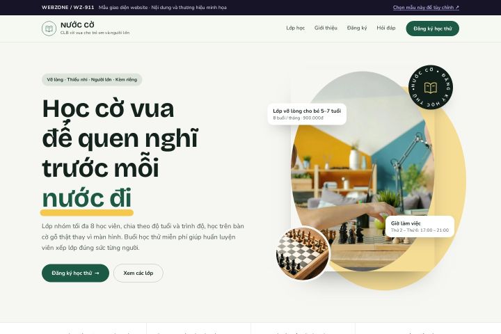 Mẫu giao diện câu lạc bộ cờ vua WZ-911