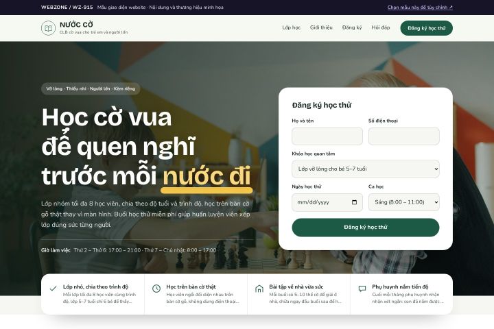 Mẫu giao diện câu lạc bộ cờ vua WZ-915