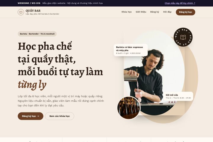 Mẫu giao diện trường dạy pha chế WZ-916