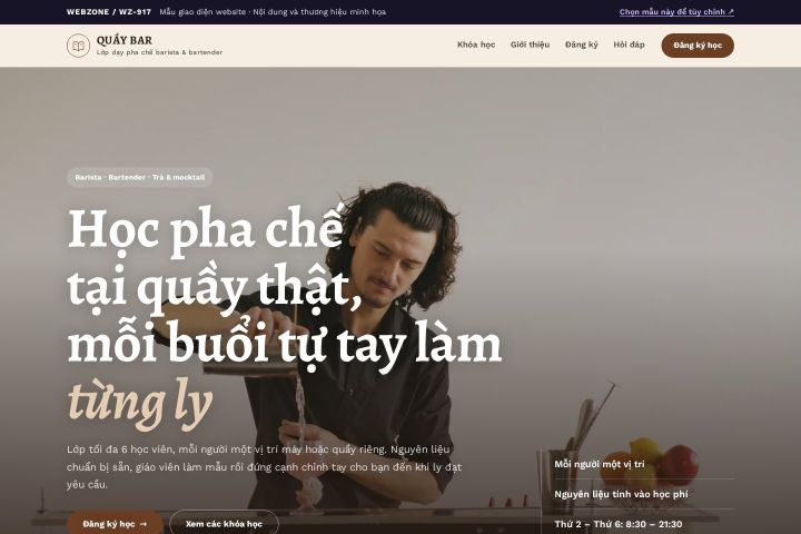 Mẫu giao diện trường dạy pha chế WZ-917