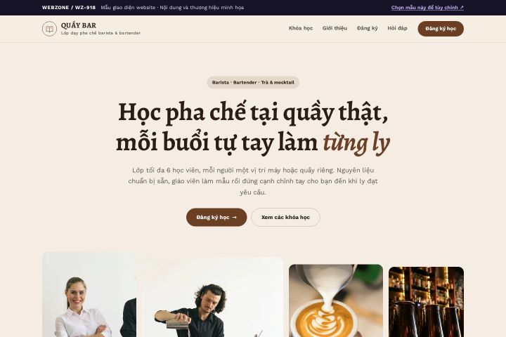 Mẫu giao diện trường dạy pha chế WZ-918
