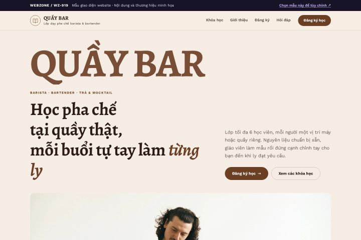 Mẫu giao diện trường dạy pha chế WZ-919