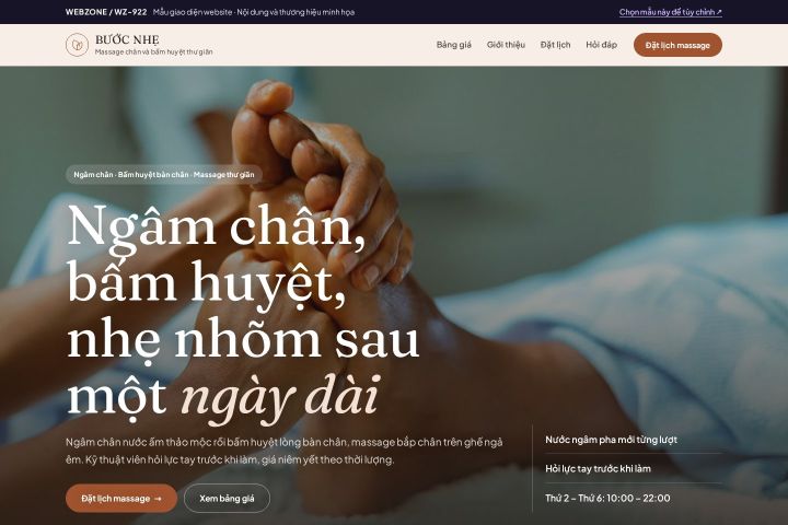 Mẫu giao diện massage chân & bấm huyệt WZ-922