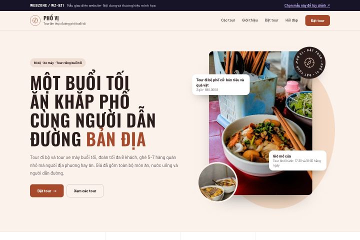 Mẫu giao diện tour ẩm thực đường phố WZ-931