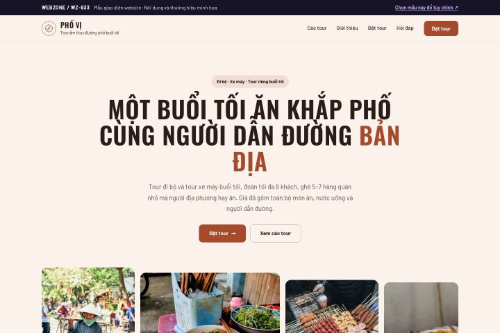 Mẫu giao diện tour ẩm thực đường phố WZ-933