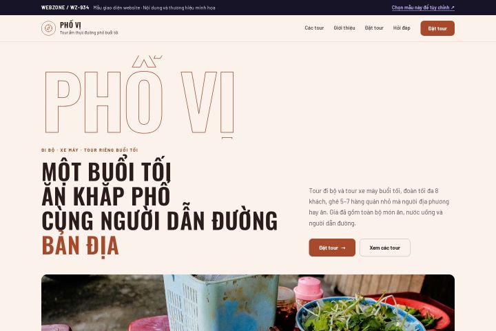 Mẫu giao diện tour ẩm thực đường phố WZ-934