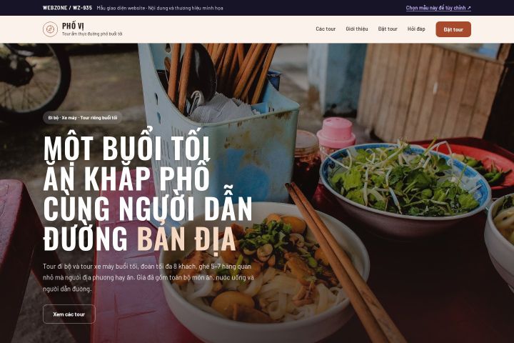 Mẫu giao diện tour ẩm thực đường phố WZ-935