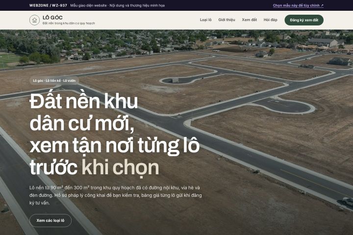 Mẫu giao diện đất nền dự án WZ-937