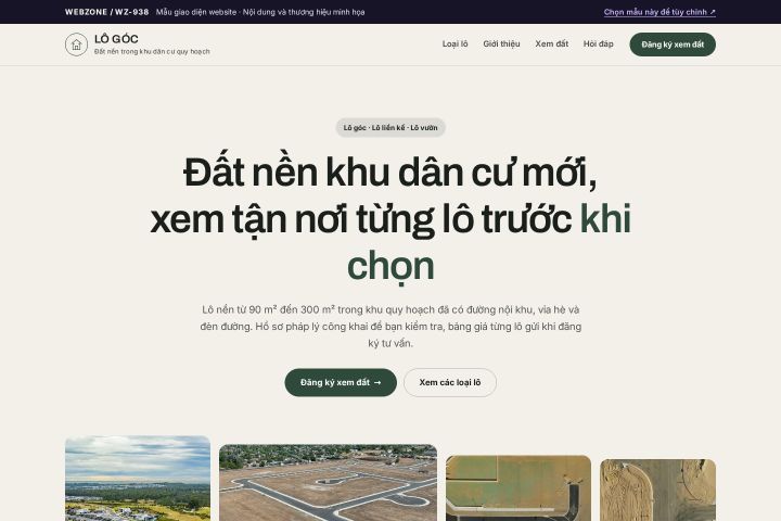 Mẫu giao diện đất nền dự án WZ-938