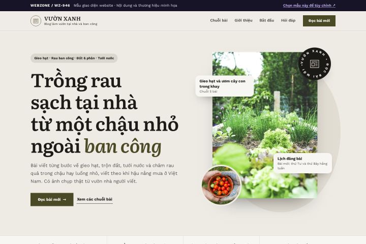 Mẫu giao diện blog làm vườn WZ-946
