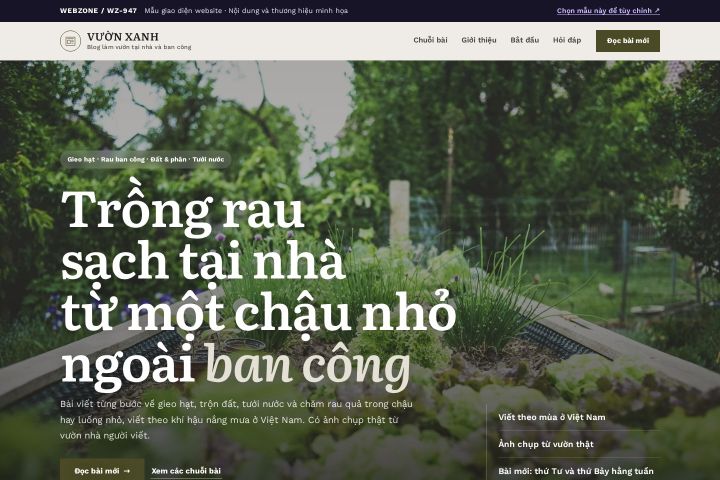 Mẫu giao diện blog làm vườn WZ-947