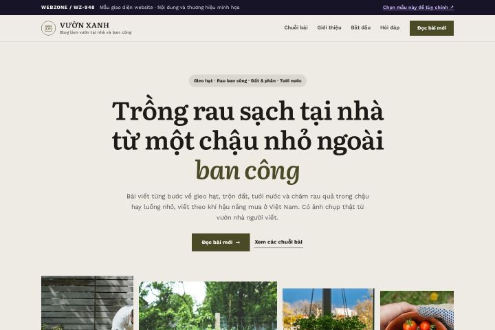 Mẫu giao diện blog làm vườn WZ-948