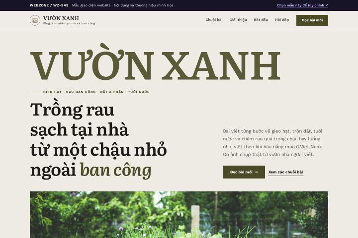 Mẫu giao diện blog làm vườn WZ-949