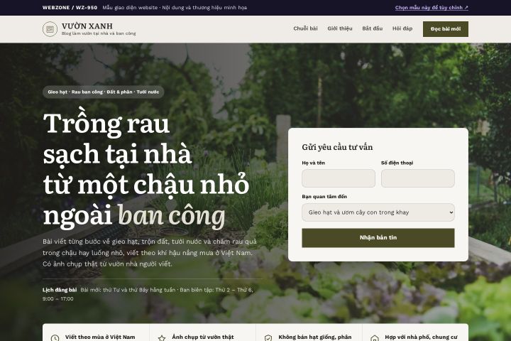 Mẫu giao diện blog làm vườn WZ-950