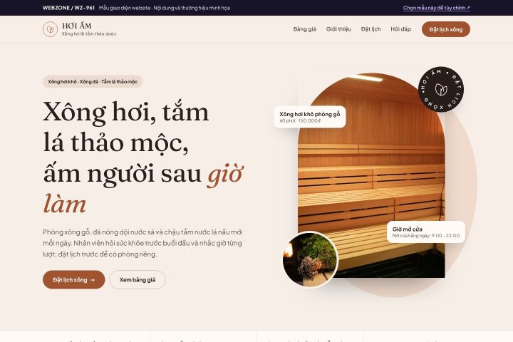 Mẫu giao diện xông hơi & tắm thảo dược WZ-961