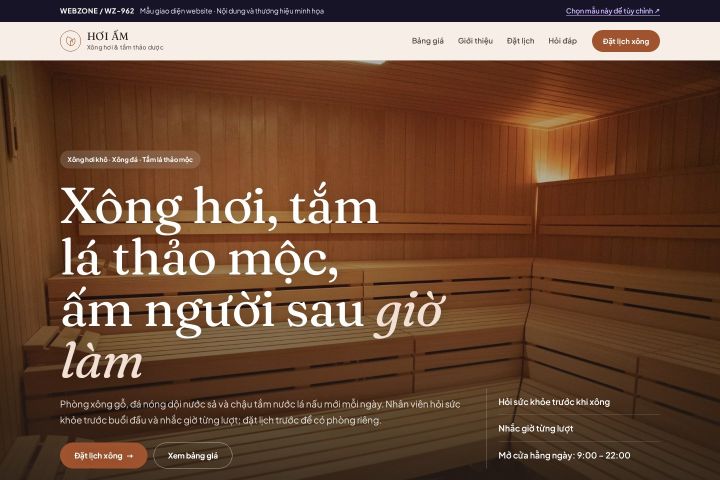 Mẫu giao diện xông hơi & tắm thảo dược WZ-962