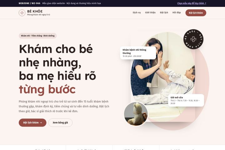 Mẫu giao diện phòng khám nhi WZ-966