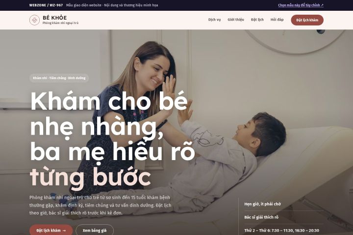 Mẫu giao diện phòng khám nhi WZ-967