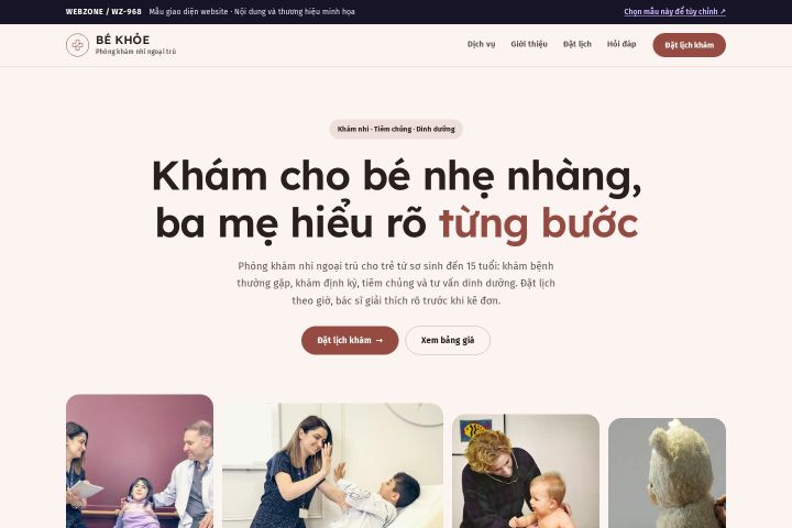 Mẫu giao diện phòng khám nhi WZ-968