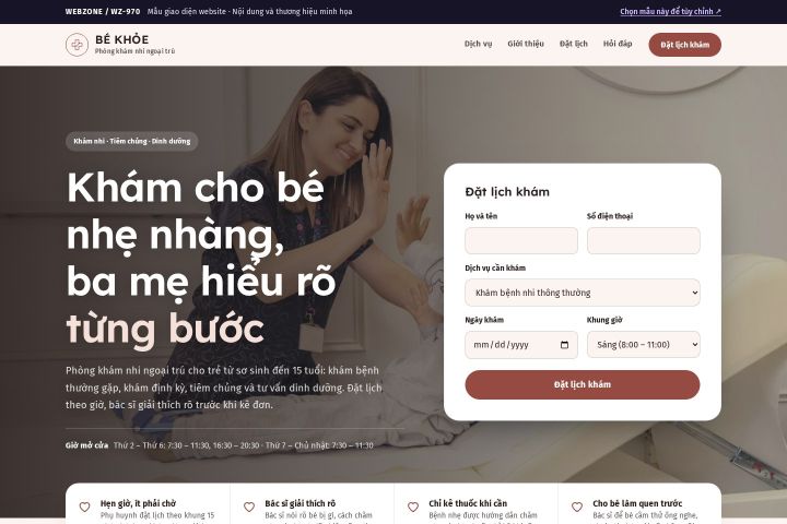 Mẫu giao diện phòng khám nhi WZ-970