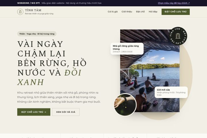 Mẫu giao diện retreat chữa lành WZ-971