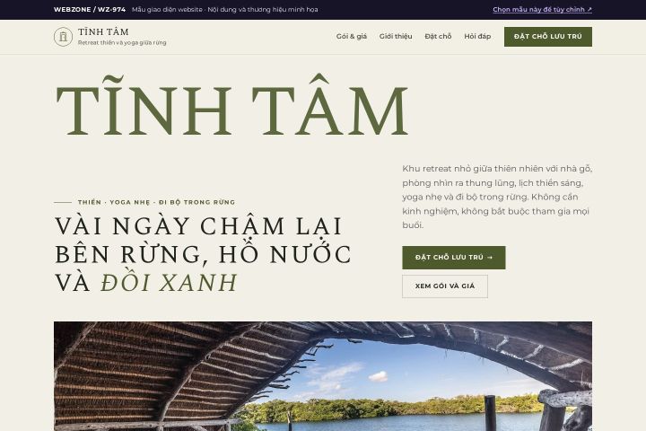 Mẫu giao diện retreat chữa lành WZ-974