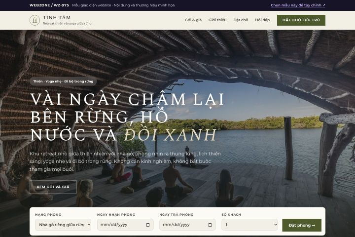 Mẫu giao diện retreat chữa lành WZ-975