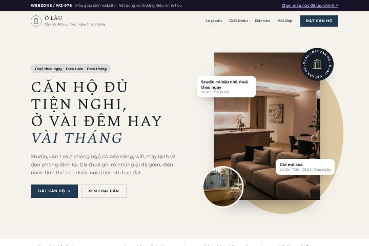 Mẫu giao diện căn hộ dịch vụ WZ-976