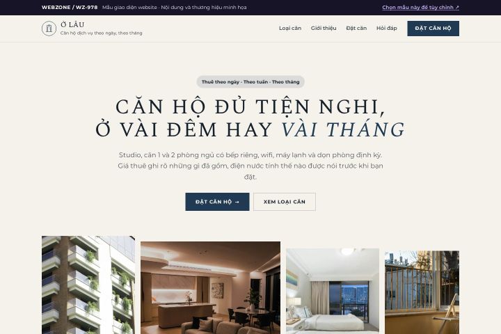 Mẫu giao diện căn hộ dịch vụ WZ-978