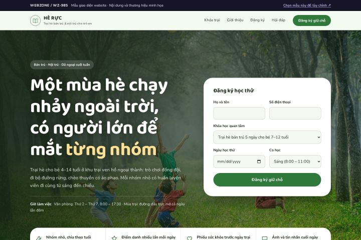 Mẫu giao diện trại hè trẻ em WZ-985