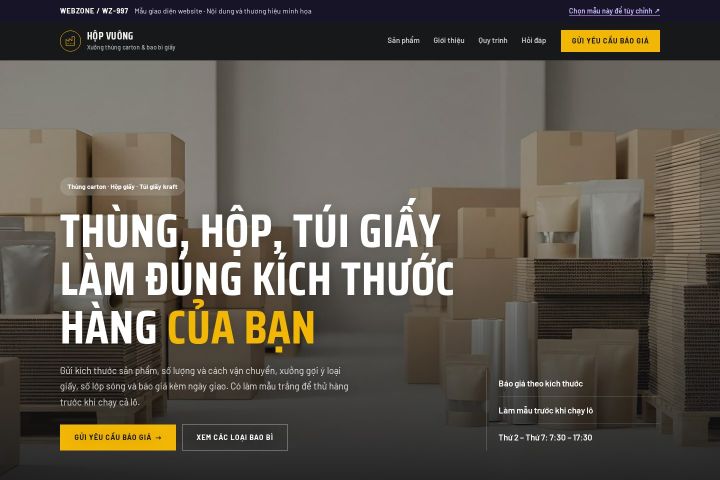 Mẫu giao diện xưởng bao bì giấy WZ-997