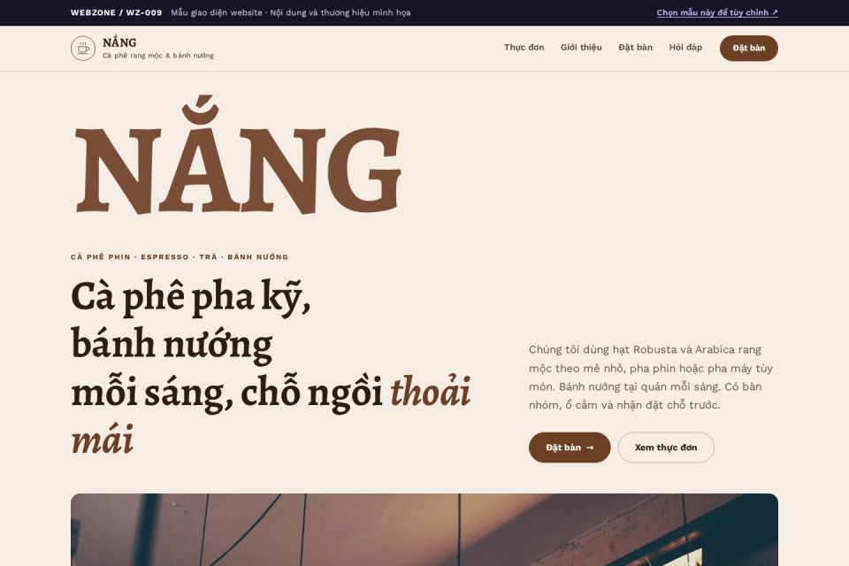 Ảnh xem trước Mẫu giao diện quán cà phê — Kể chuyện | WZ-009