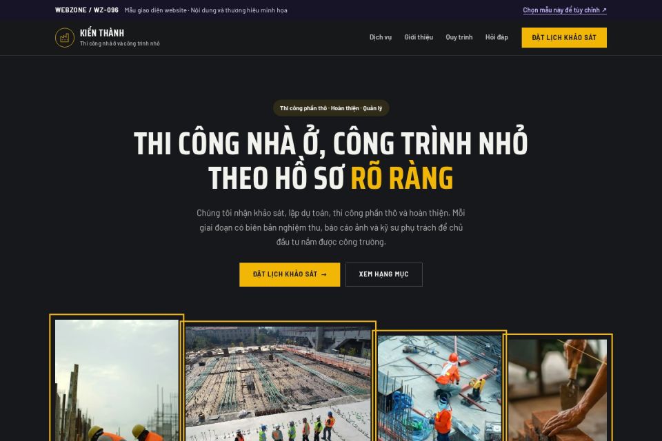 Ảnh xem trước Mẫu giao diện công ty xây dựng — Trưng bày | WZ-096