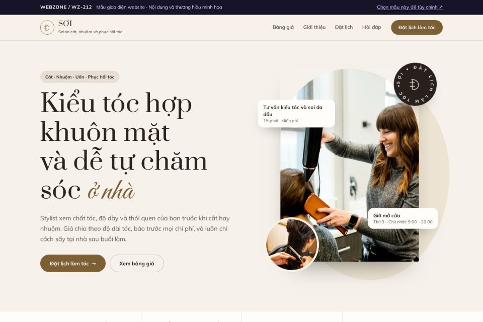 Ảnh xem trước Mẫu giao diện salon tóc — Thanh lịch | WZ-212